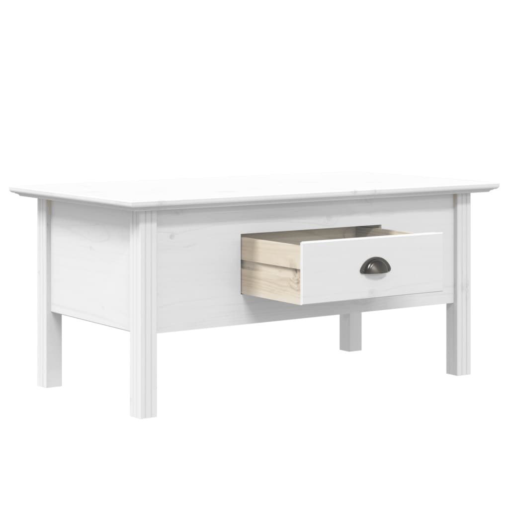 Table basse BODO blanc 100x55x46 cm bois de pin massif - XIOS