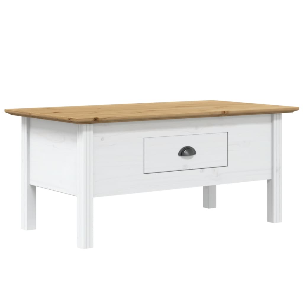 Table basse BODO blanc et marron 100x55x46cm bois de pin massif - XIOS