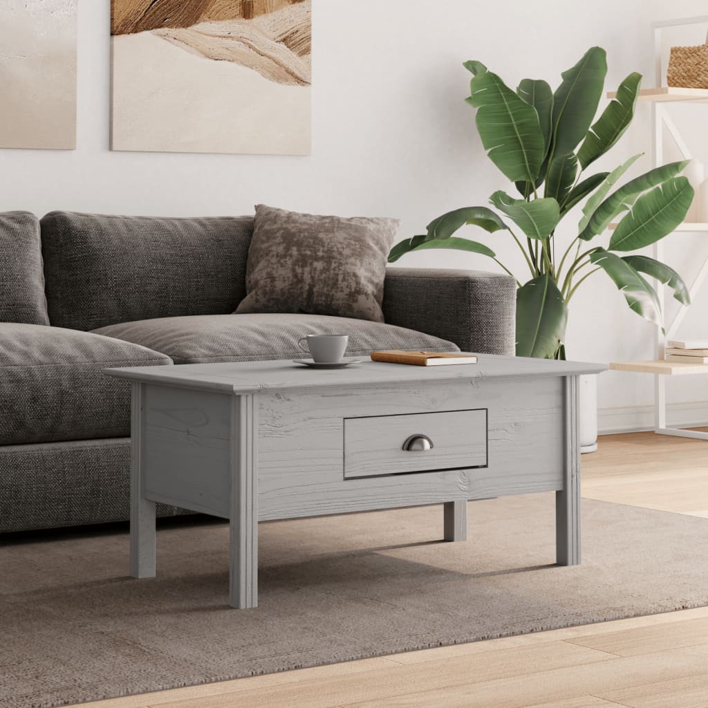 Table basse BODO gris 100x55x46 cm bois de pin massif - XIOS