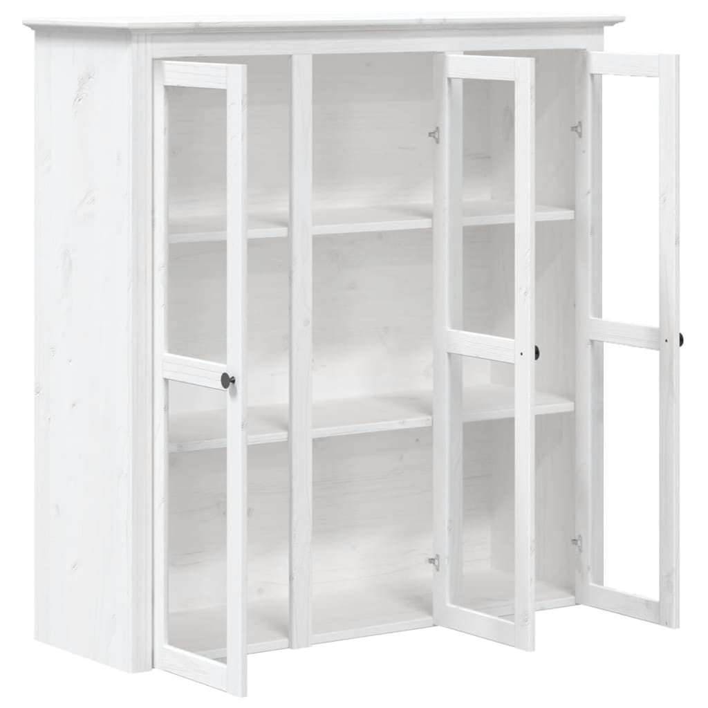 Armoire avec portes vitrées BODO blanc bois de pin massif - XIOS