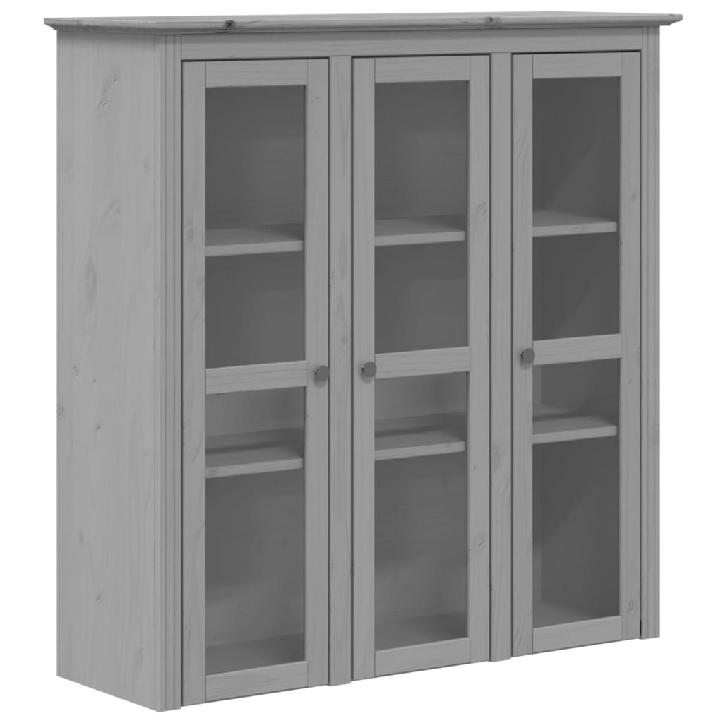 Armoire avec portes vitrées BODO gris bois de pin massif - XIOS