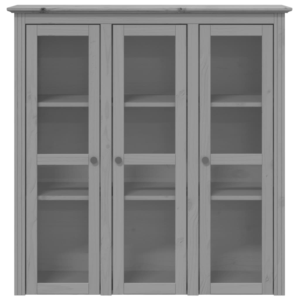 Armoire avec portes vitrées BODO gris bois de pin massif - XIOS