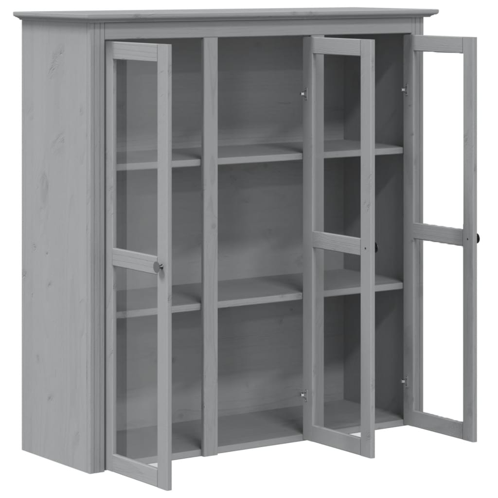 Armoire avec portes vitrées BODO gris bois de pin massif - XIOS