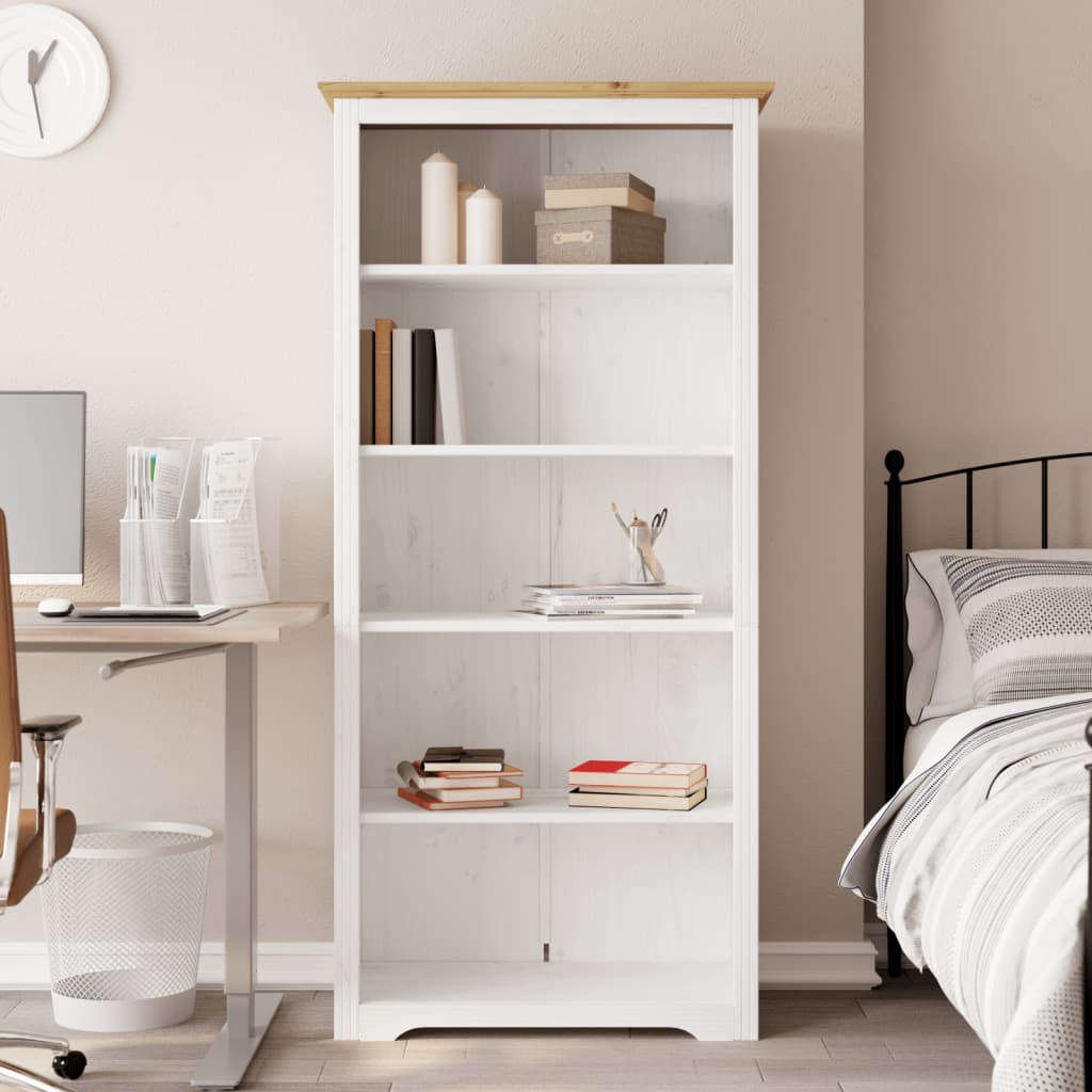 Bibliothèque BODO marron 82x40x173 cm bois pin massif 5 niveaux - XIOS