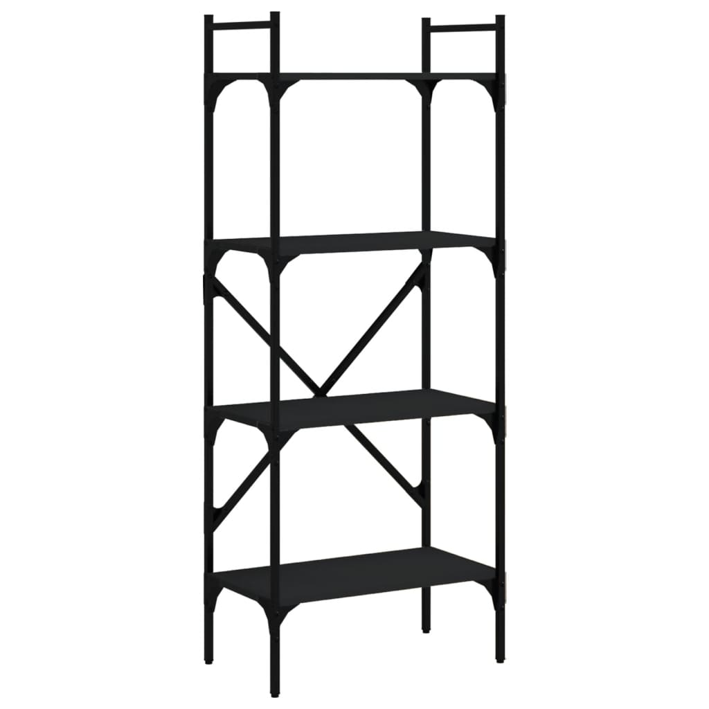 Bibliothèque à 4 niveaux noir 56x31,5x138,5cm bois d'ingénierie - XIOS