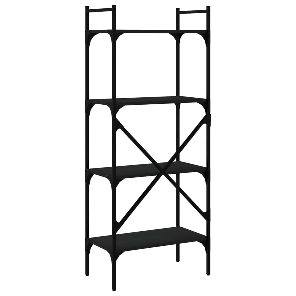 Bibliothèque à 4 niveaux noir 56x31,5x138,5cm bois d'ingénierie - XIOS
