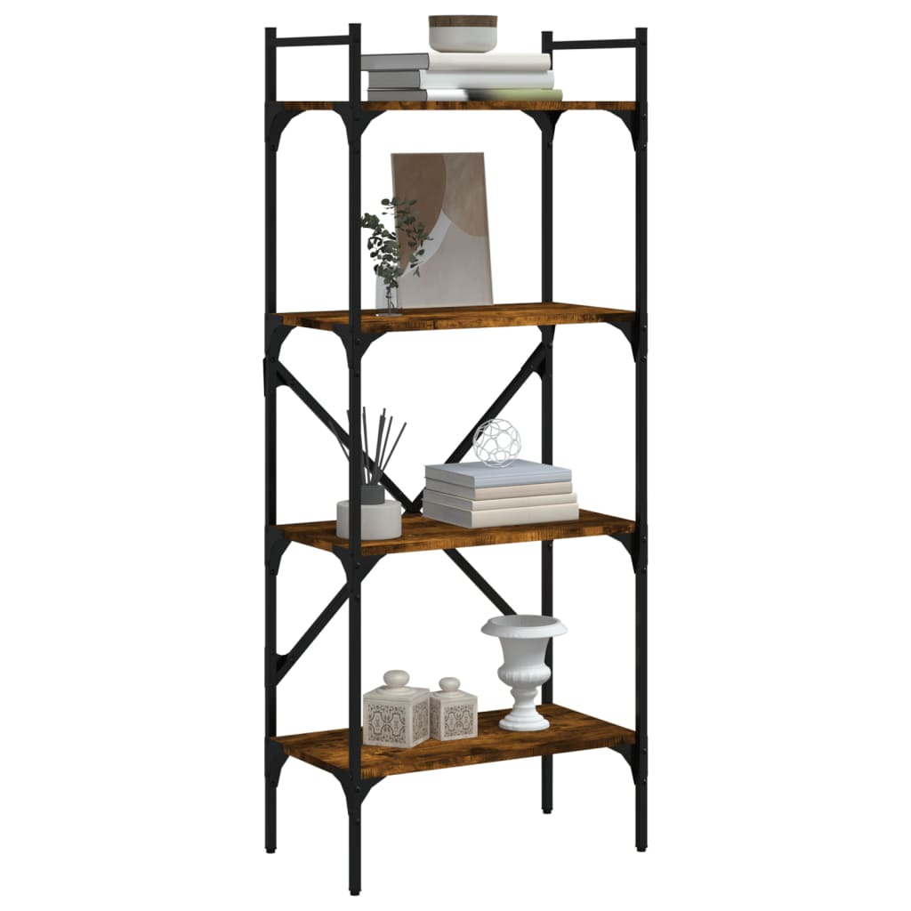 Bibliothèque à 4 niveaux chêne fumé 56x31,5x138,5 cm - XIOS