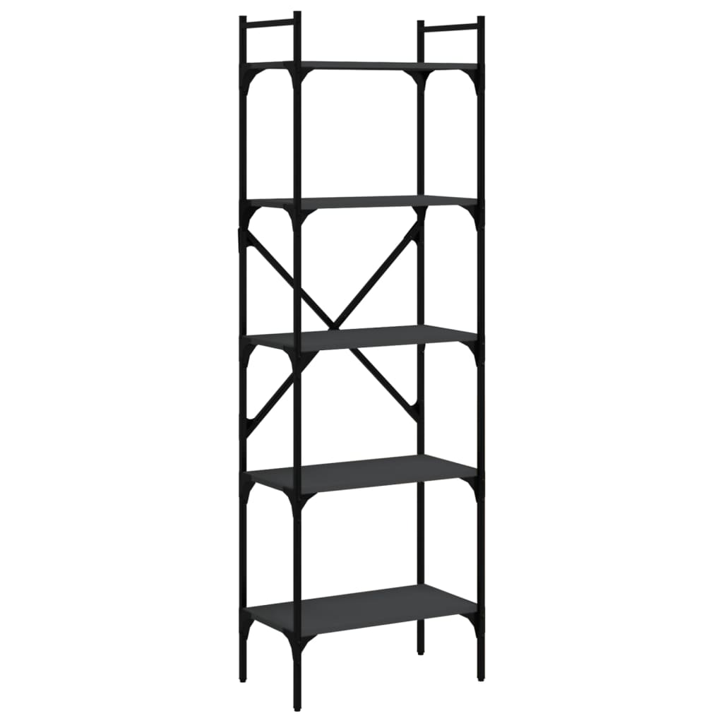Bibliothèque à 5 niveaux noir 56x31,5x174 cm bois d'ingénierie - XIOS