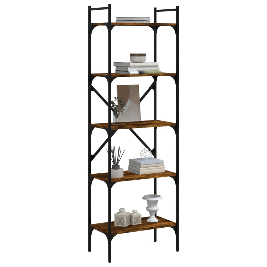 Bibliothèque à 5 niveaux chêne fumé 56x31,5x174 cm - XIOS