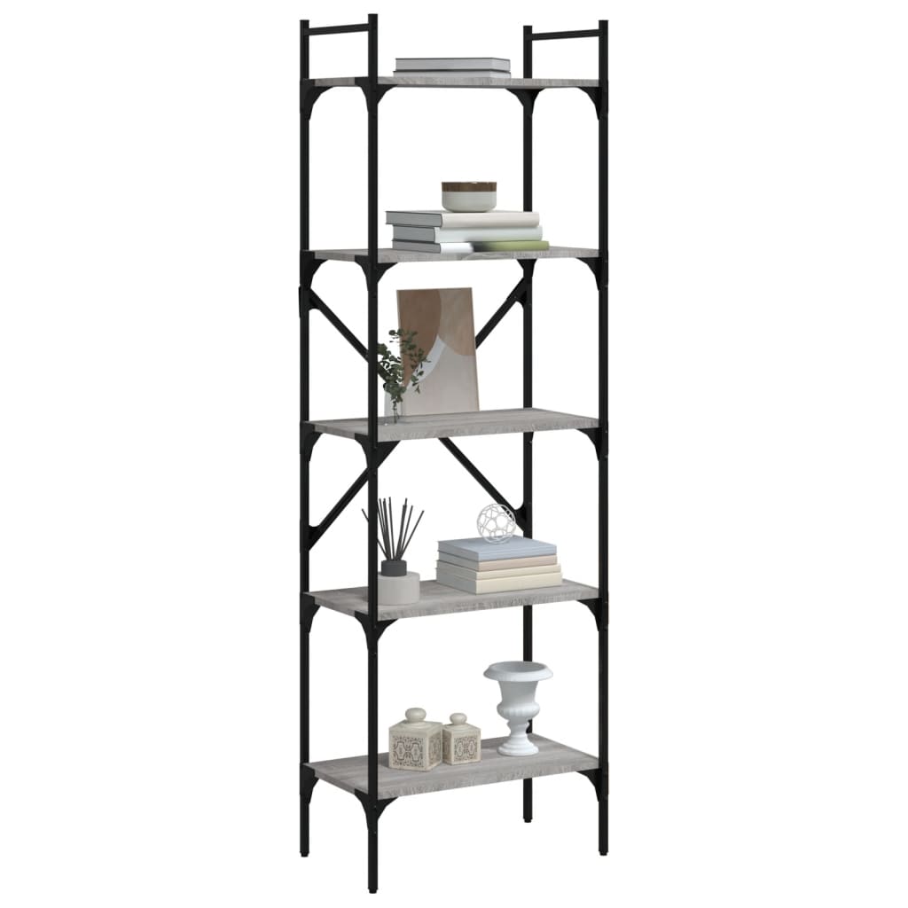 Bibliothèque à 5 niveaux sonoma gris 56x31,5x174 cm - XIOS