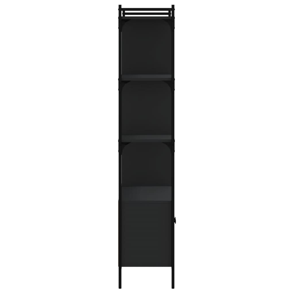 Bibliothèque avec portes noir 76,5x30x154,5cm bois d'ingénierie - XIOS