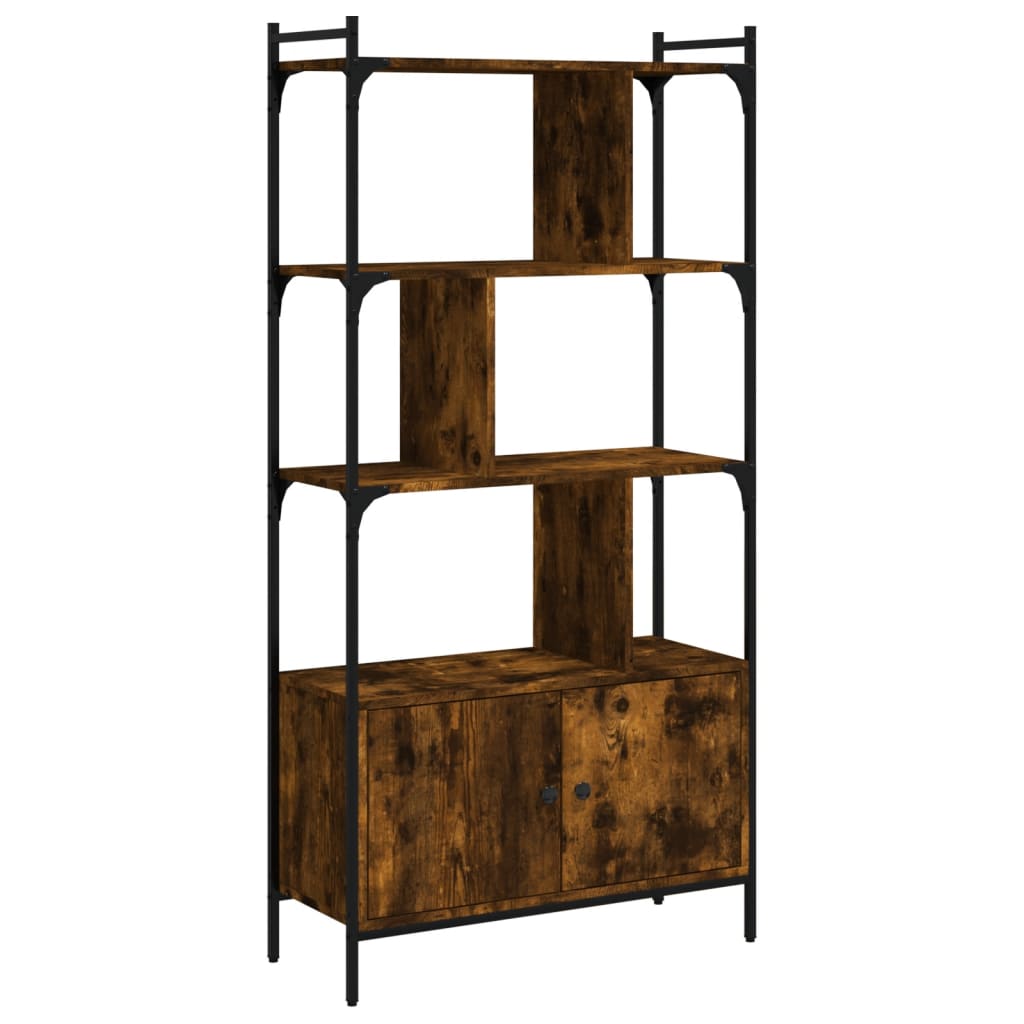 Bibliothèque avec portes chêne fumé 76,5x30x154,5 cm - XIOS