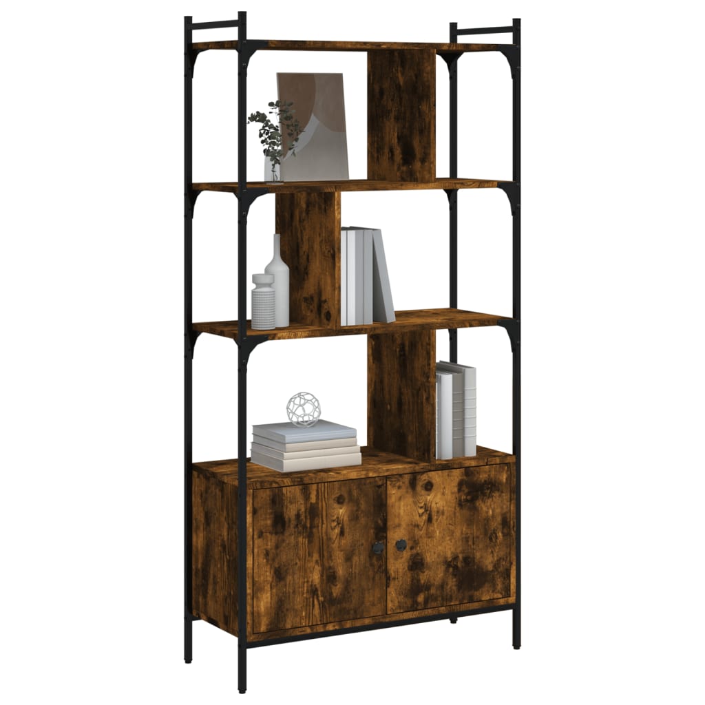 Bibliothèque avec portes chêne fumé 76,5x30x154,5 cm - XIOS