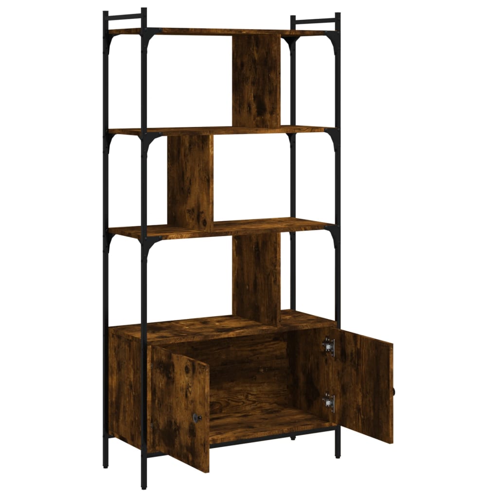 Bibliothèque avec portes chêne fumé 76,5x30x154,5 cm - XIOS