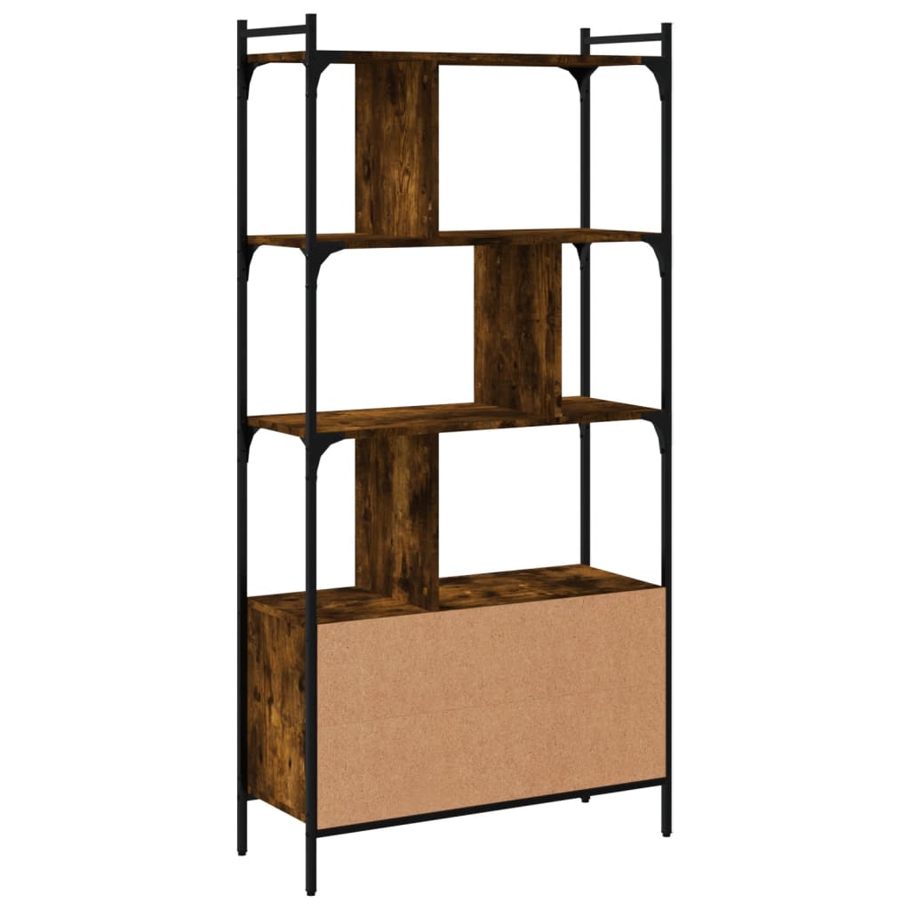 Bibliothèque avec portes chêne fumé 76,5x30x154,5 cm - XIOS