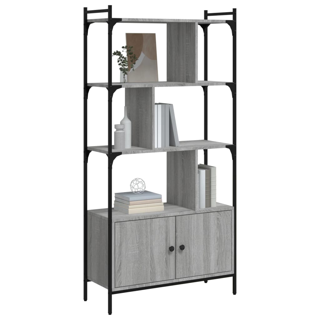 Bibliothèque avec portes sonoma gris 76,5x30x154,5 cm - XIOS