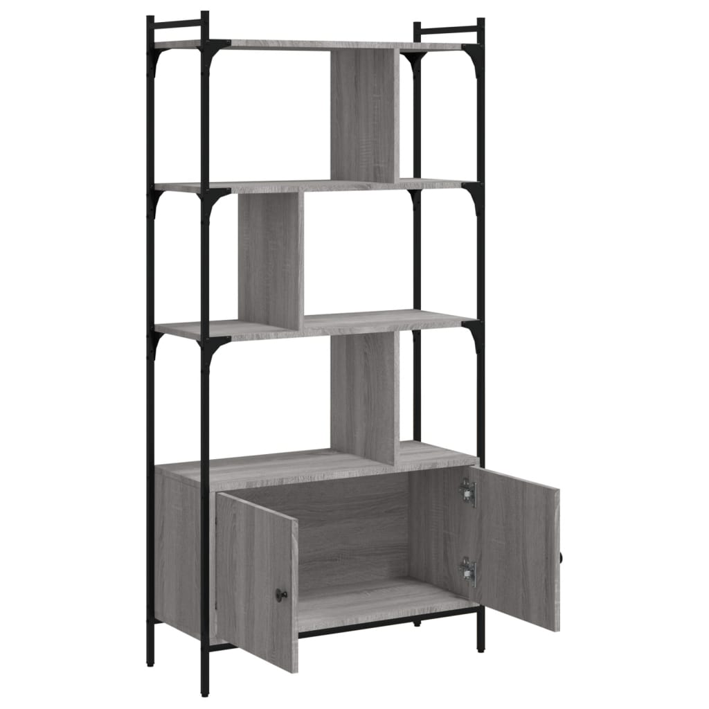 Bibliothèque avec portes sonoma gris 76,5x30x154,5 cm - XIOS