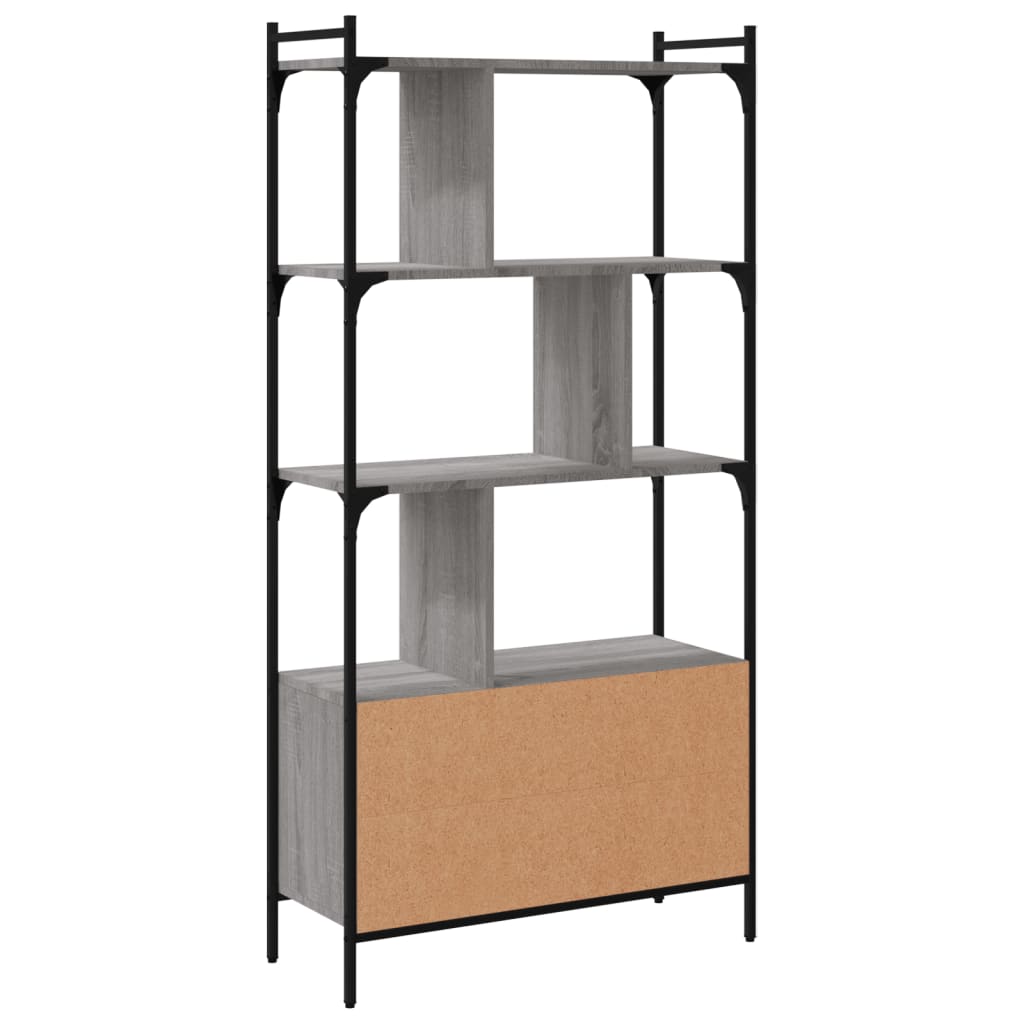 Bibliothèque avec portes sonoma gris 76,5x30x154,5 cm - XIOS