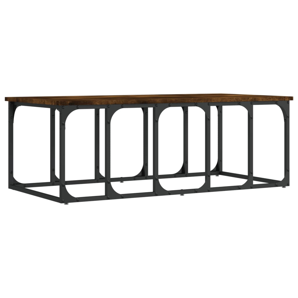 Table basse chêne fumé 100x50x35,5 cm bois d'ingénierie - XIOS