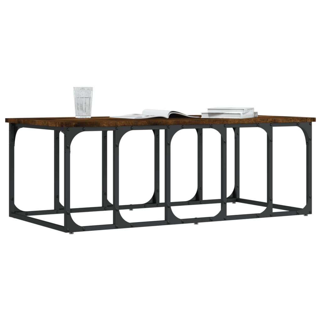 Table basse chêne fumé 100x50x35,5 cm bois d'ingénierie - XIOS