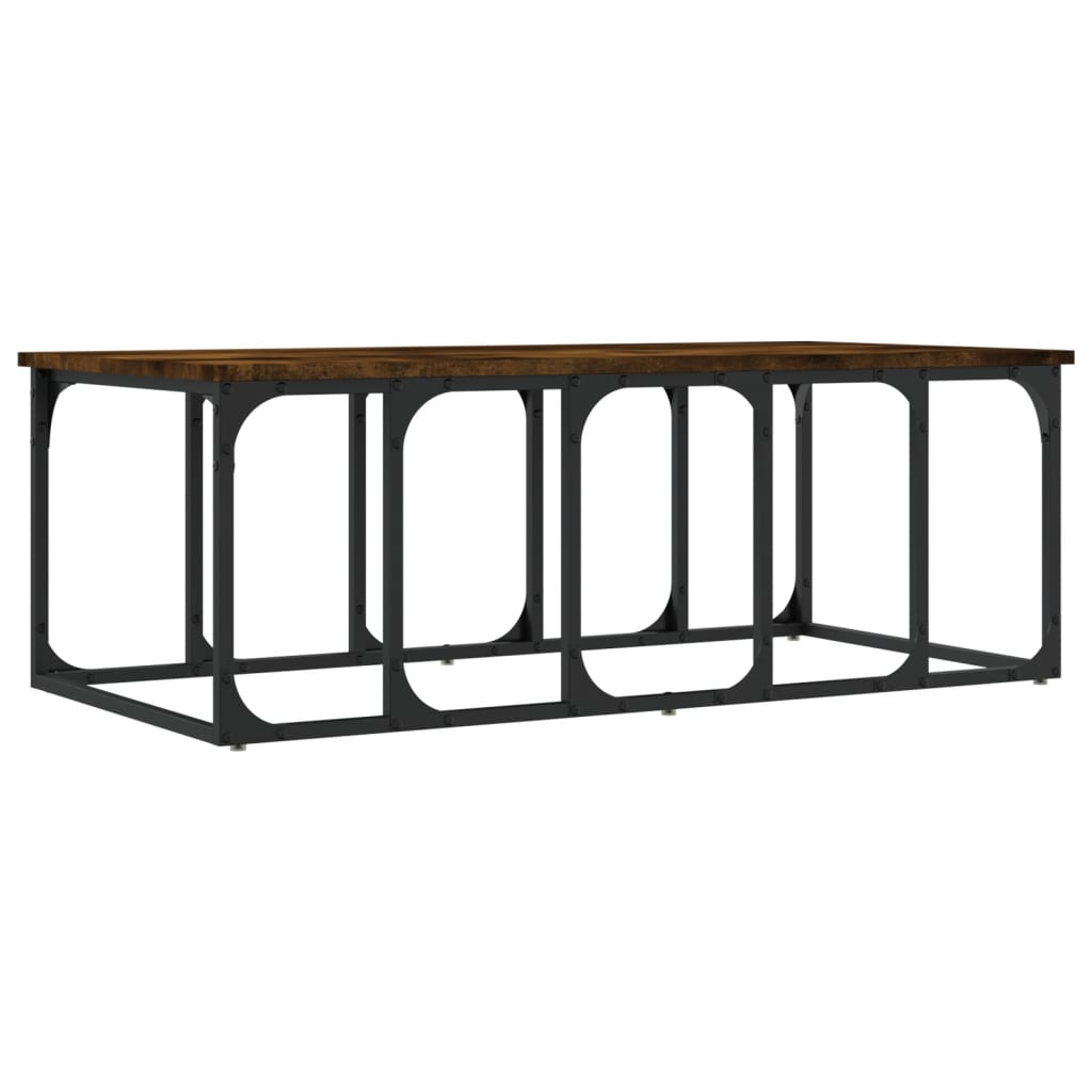 Table basse chêne fumé 100x50x35,5 cm bois d'ingénierie - XIOS
