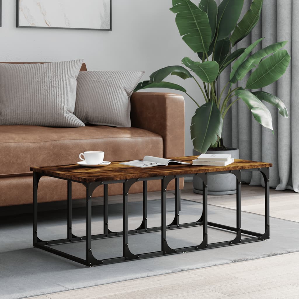 Table basse chêne fumé 100x50x35,5 cm bois d'ingénierie - XIOS