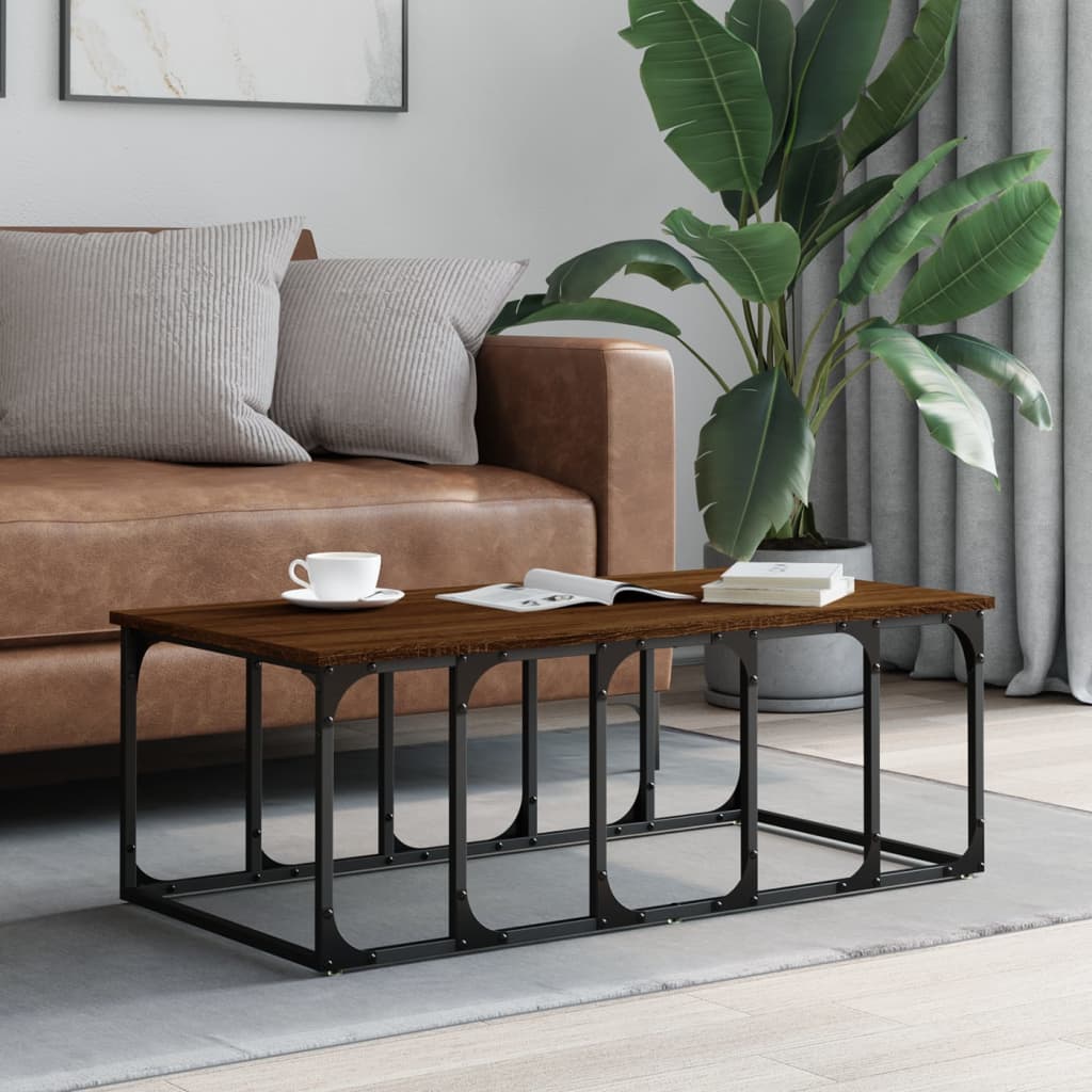 Table basse chêne marron 100x50x35,5 cm bois d'ingénierie - XIOS