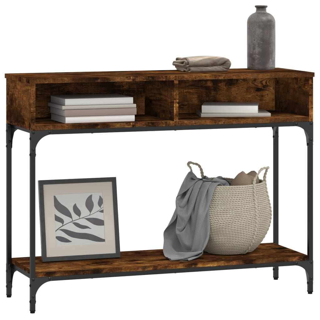 Table console chêne fumé 100x30,5x75 cm bois d'ingénierie - XIOS