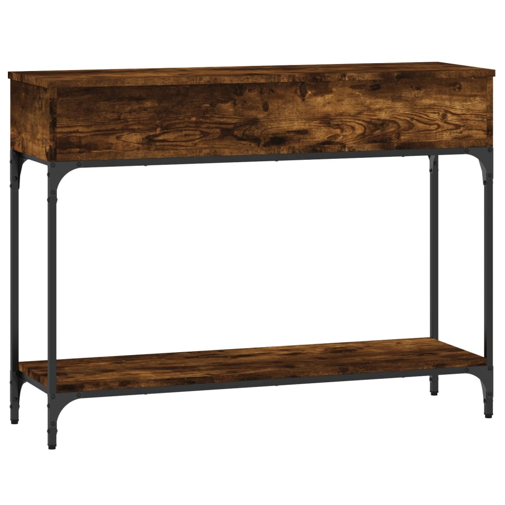 Table console chêne fumé 100x30,5x75 cm bois d'ingénierie - XIOS