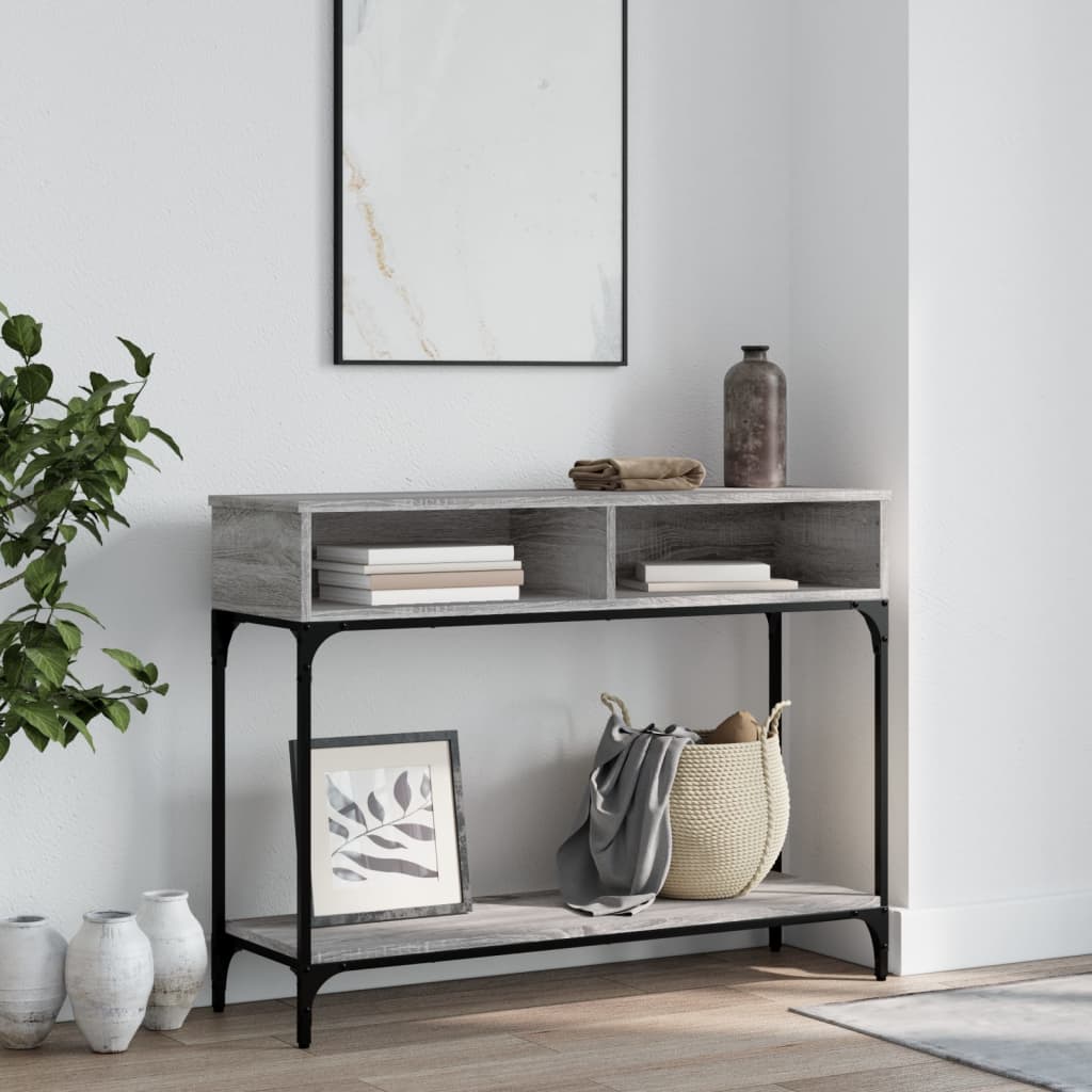 Table console sonoma gris 100x30,5x75 cm bois d'ingénierie - XIOS