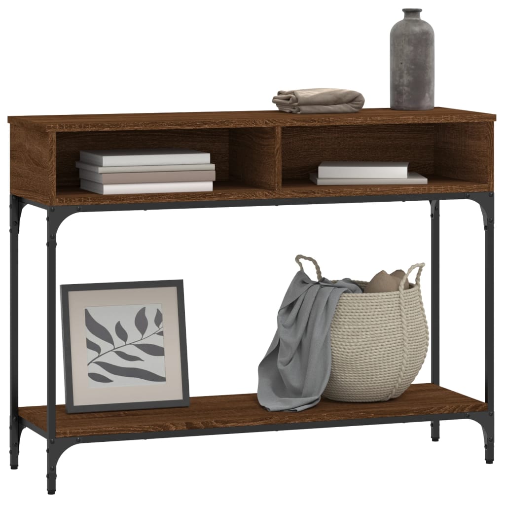 Table console chêne marron 100x30,5x75 cm bois d'ingénierie - XIOS