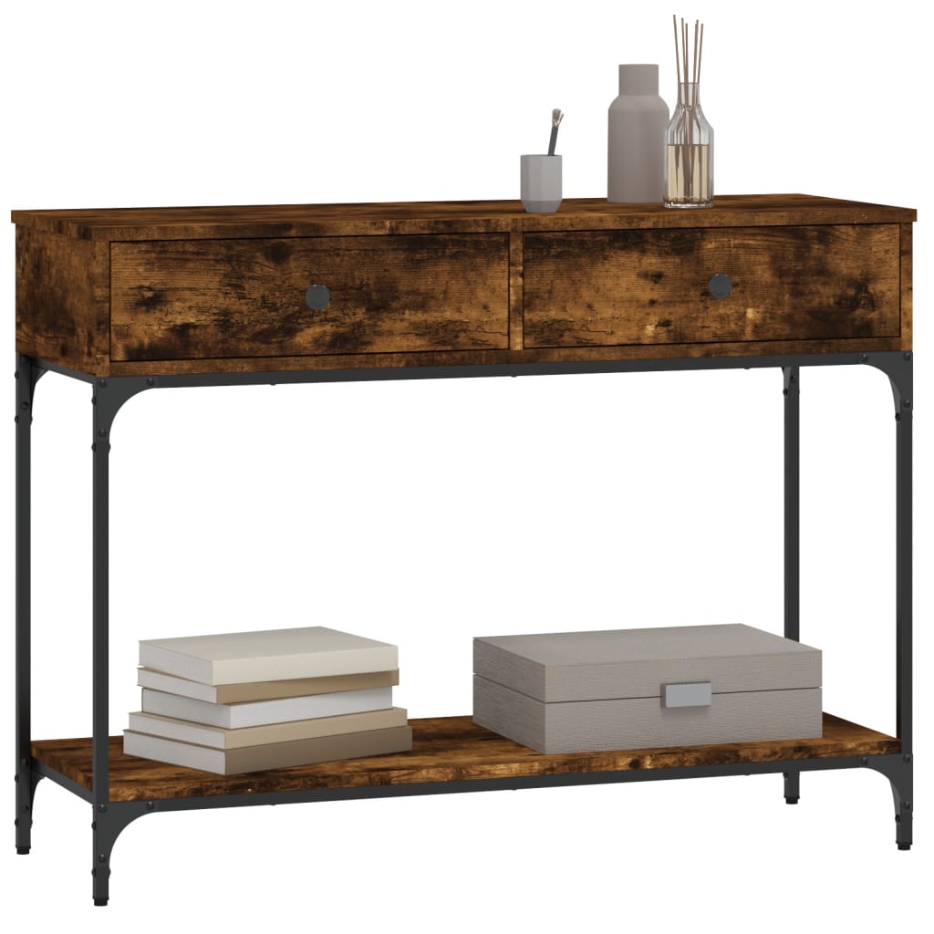 Table console chêne fumé 100x34,5x75 cm bois d'ingénierie - XIOS