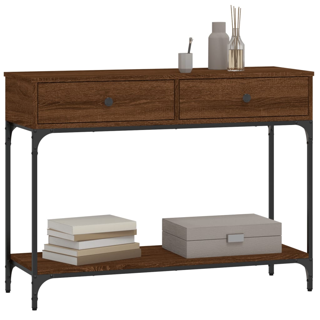 Table console chêne marron 100x34,5x75 cm bois d'ingénierie - XIOS