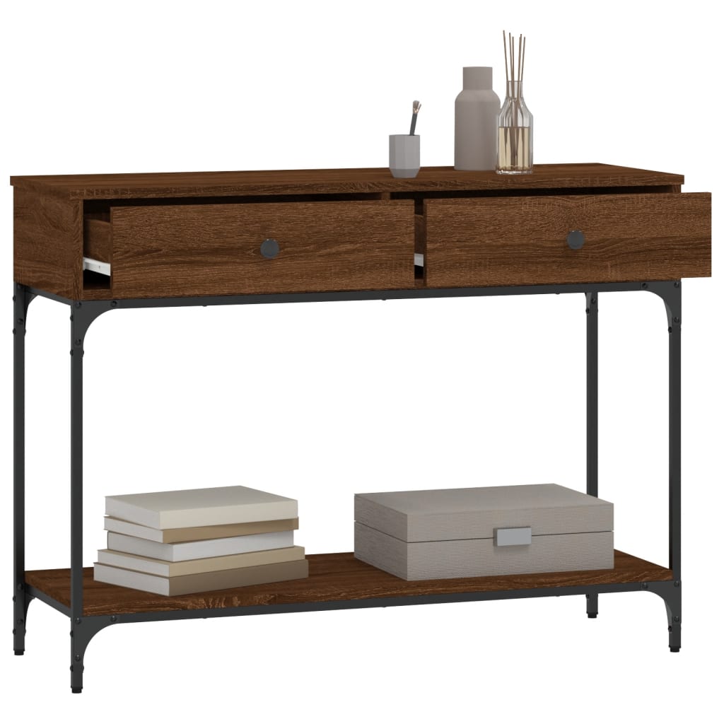 Table console chêne marron 100x34,5x75 cm bois d'ingénierie - XIOS