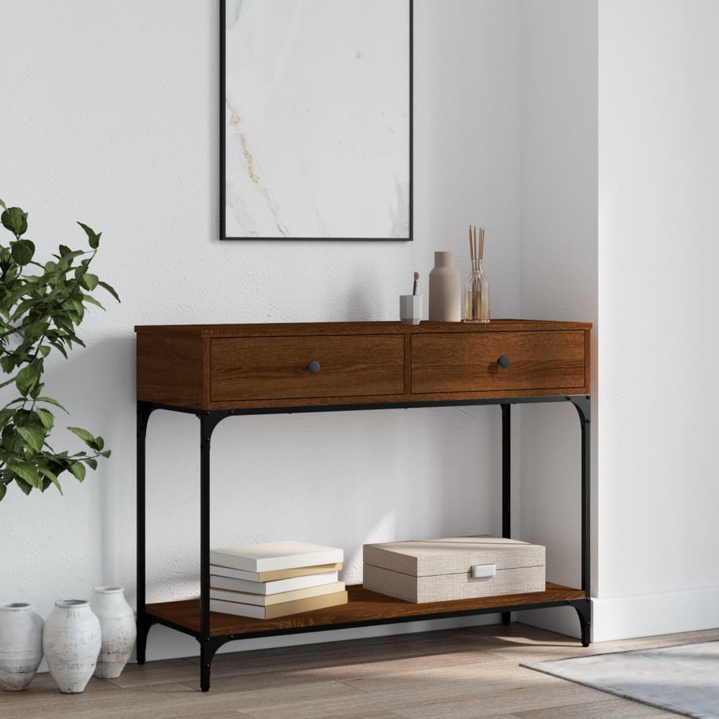 Table console chêne marron 100x34,5x75 cm bois d'ingénierie - XIOS