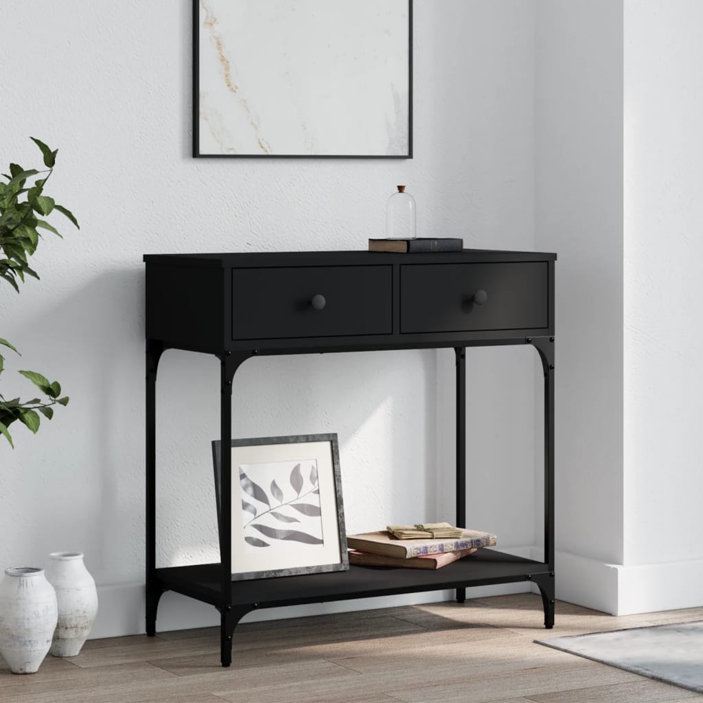 Table console noir 75x34,5x75 cm bois d'ingénierie - XIOS