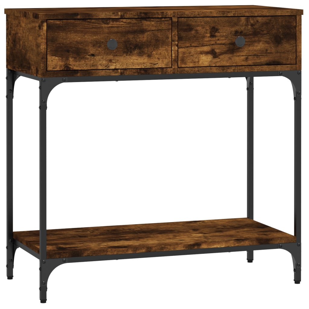 Table console chêne fumé 75x34,5x75 cm bois d'ingénierie - XIOS