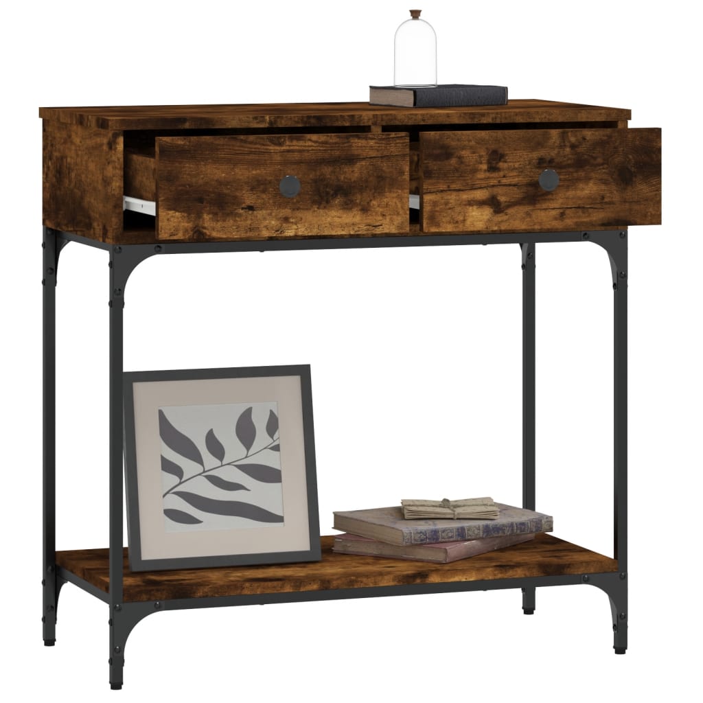 Table console chêne fumé 75x34,5x75 cm bois d'ingénierie - XIOS
