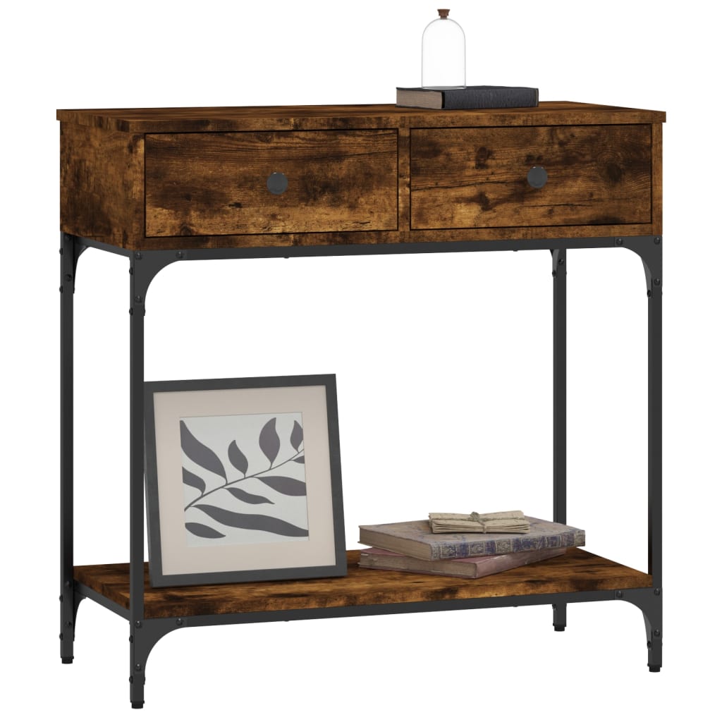 Table console chêne fumé 75x34,5x75 cm bois d'ingénierie - XIOS