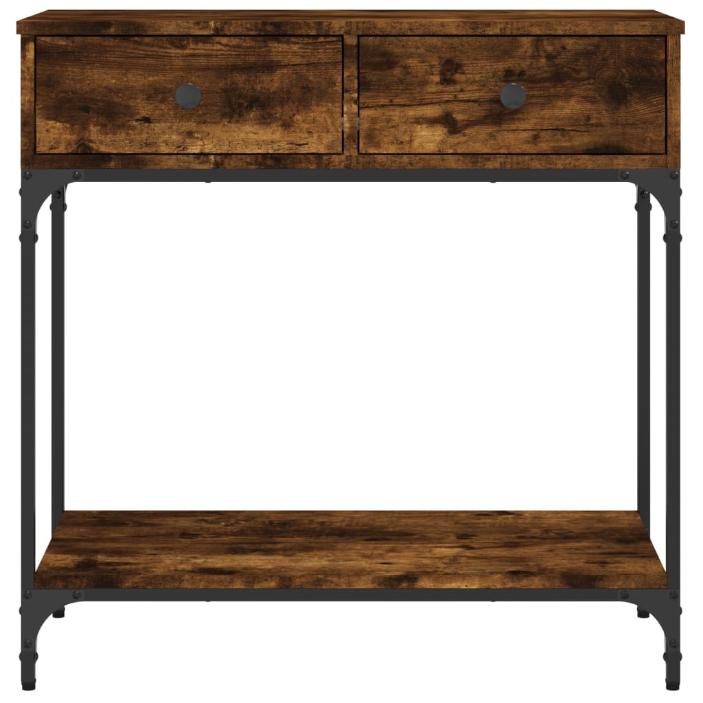 Table console chêne fumé 75x34,5x75 cm bois d'ingénierie - XIOS
