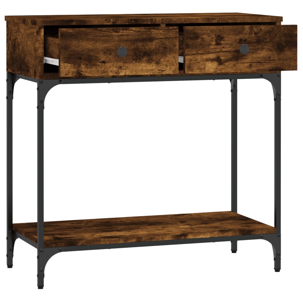 Table console chêne fumé 75x34,5x75 cm bois d'ingénierie - XIOS