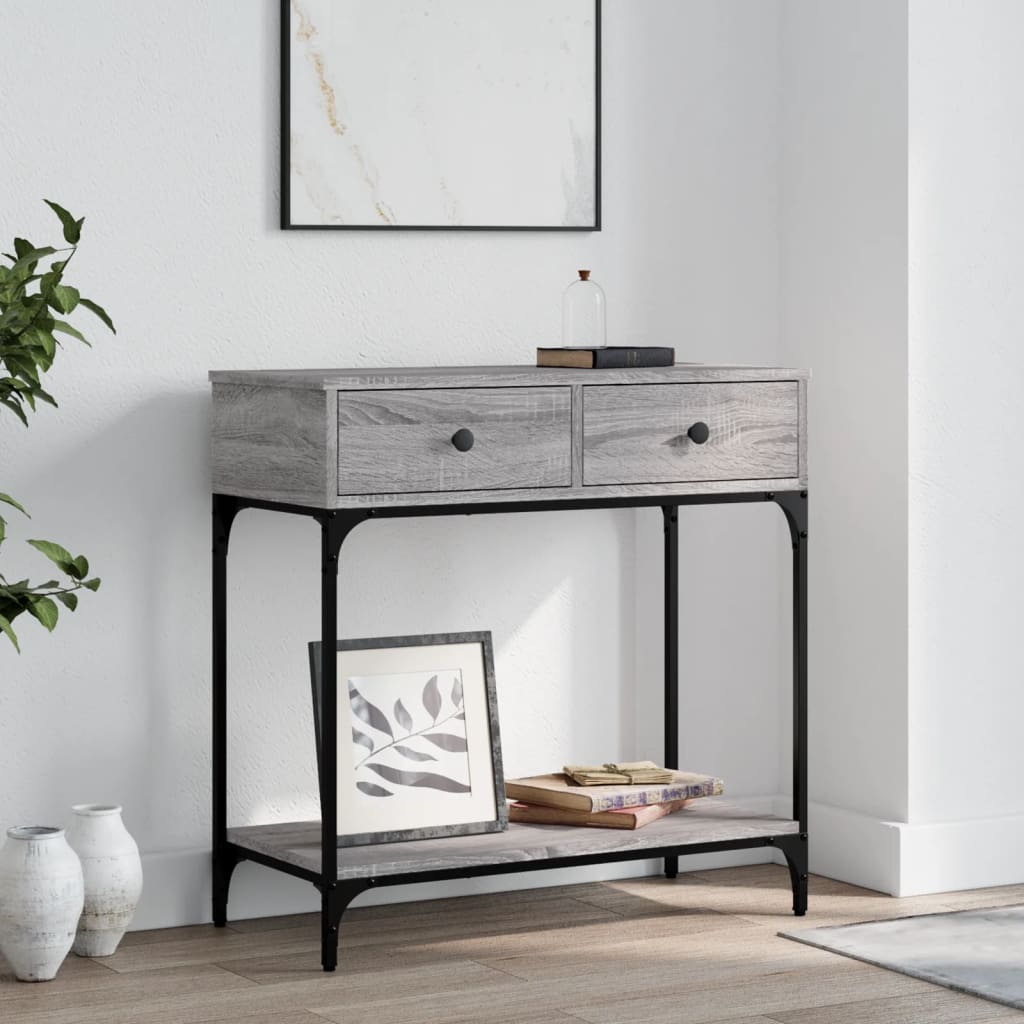 Table console sonoma gris 75x34,5x75 cm bois d'ingénierie - XIOS