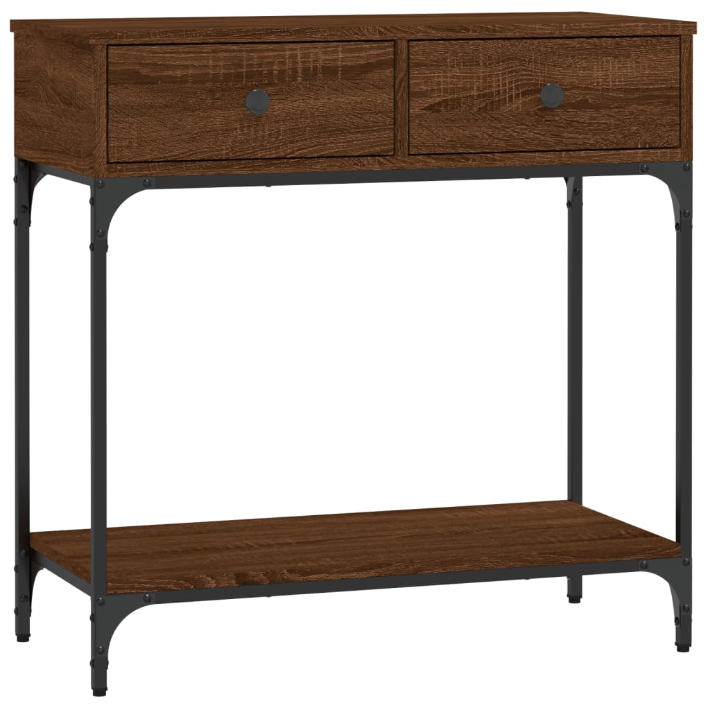 Table console chêne marron 75x34,5x75 cm bois d'ingénierie - XIOS