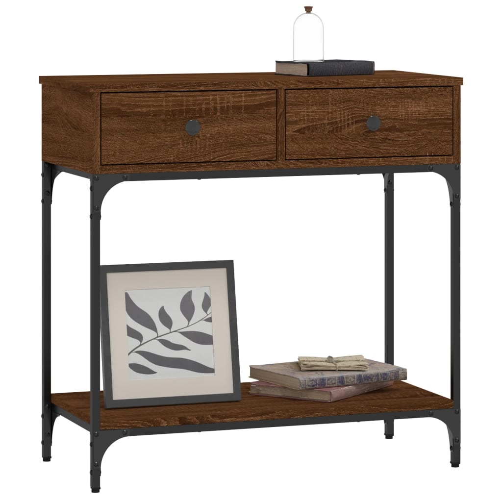 Table console chêne marron 75x34,5x75 cm bois d'ingénierie - XIOS