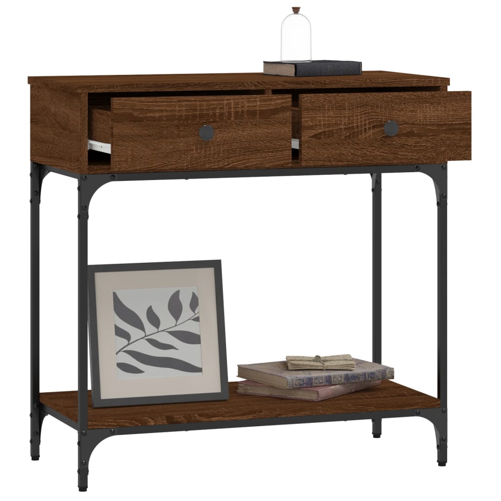 Table console chêne marron 75x34,5x75 cm bois d'ingénierie - XIOS