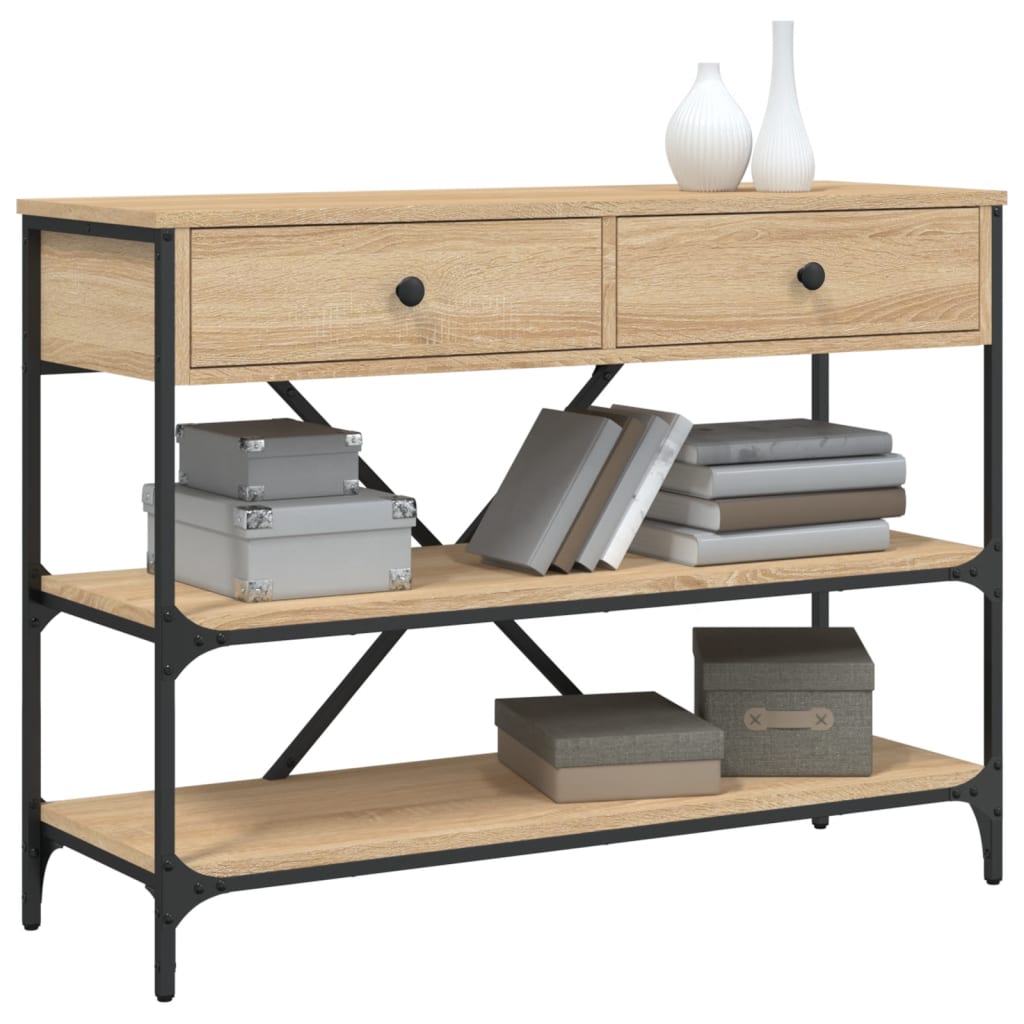 Table console avec tiroirs et étagères chêne sonoma - XIOS