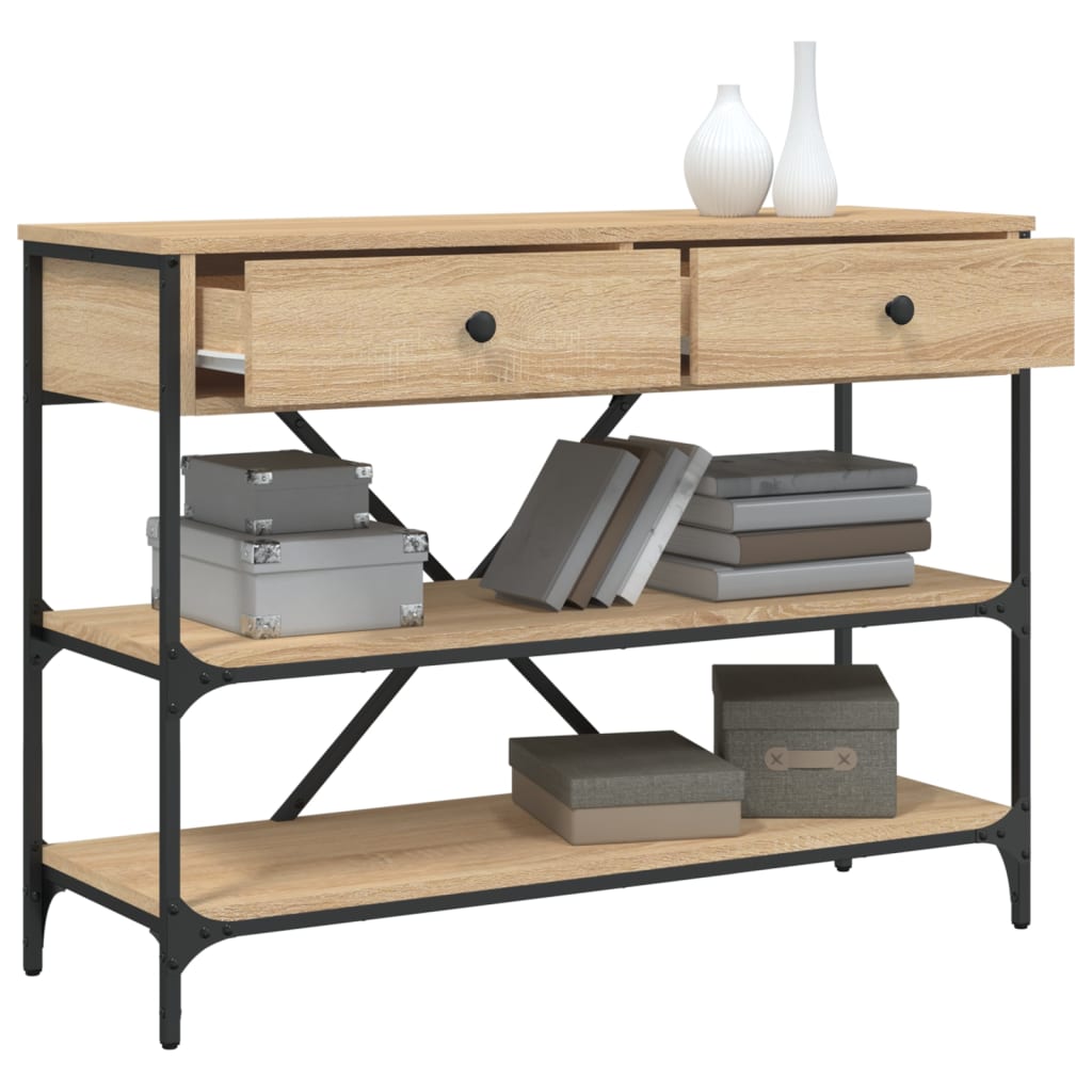 Table console avec tiroirs et étagères chêne sonoma - XIOS