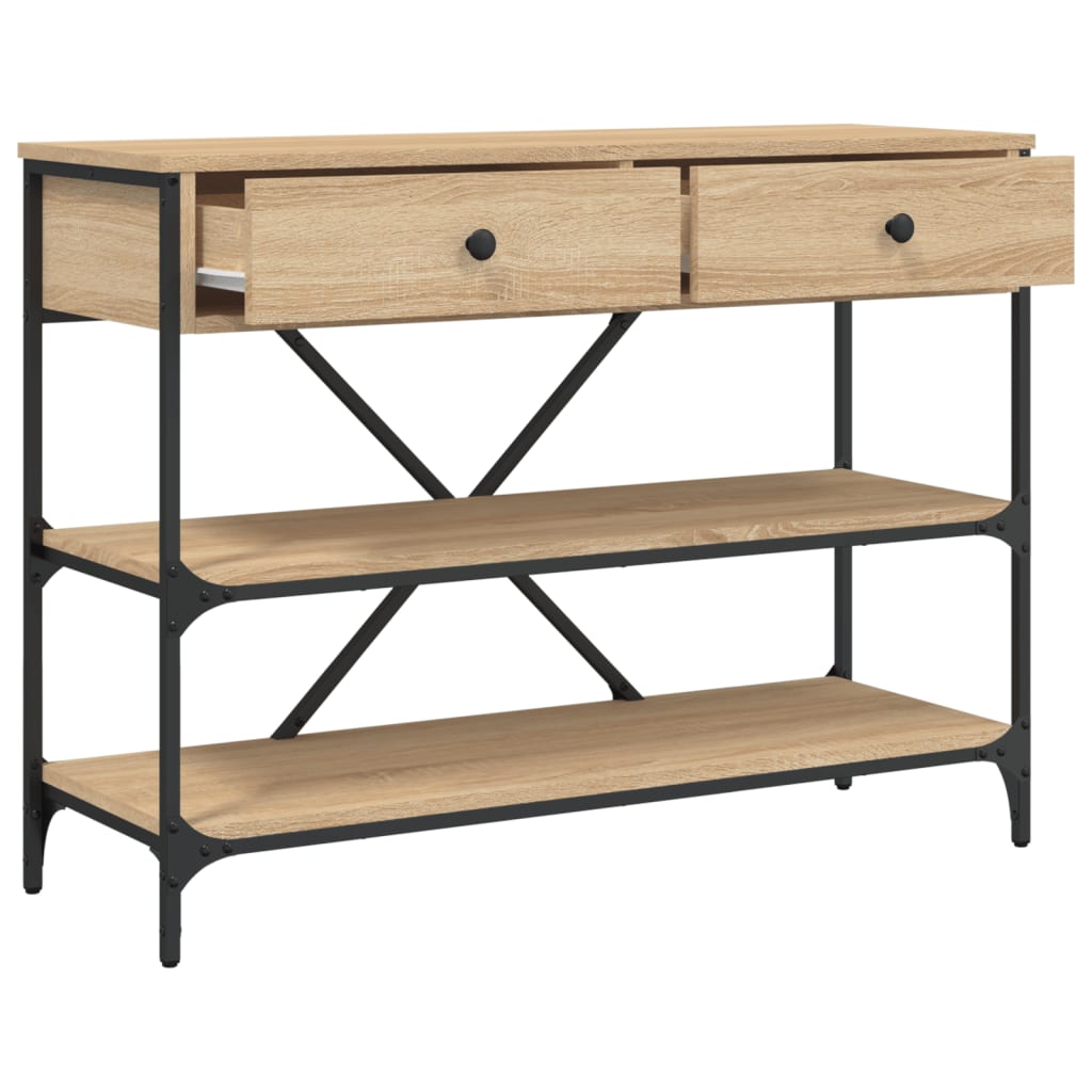 Table console avec tiroirs et étagères chêne sonoma - XIOS