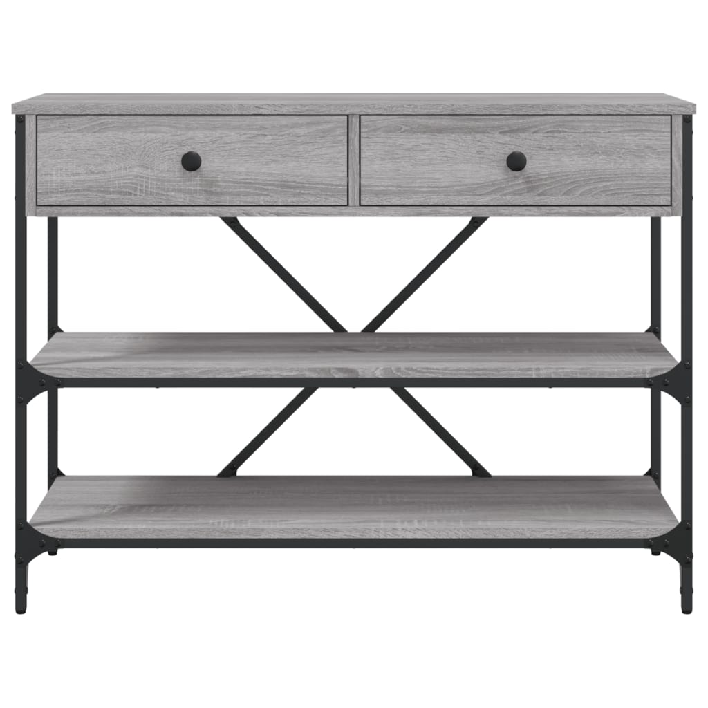 Table console avec tiroirs et étagères gris bois d'ingénierie - XIOS