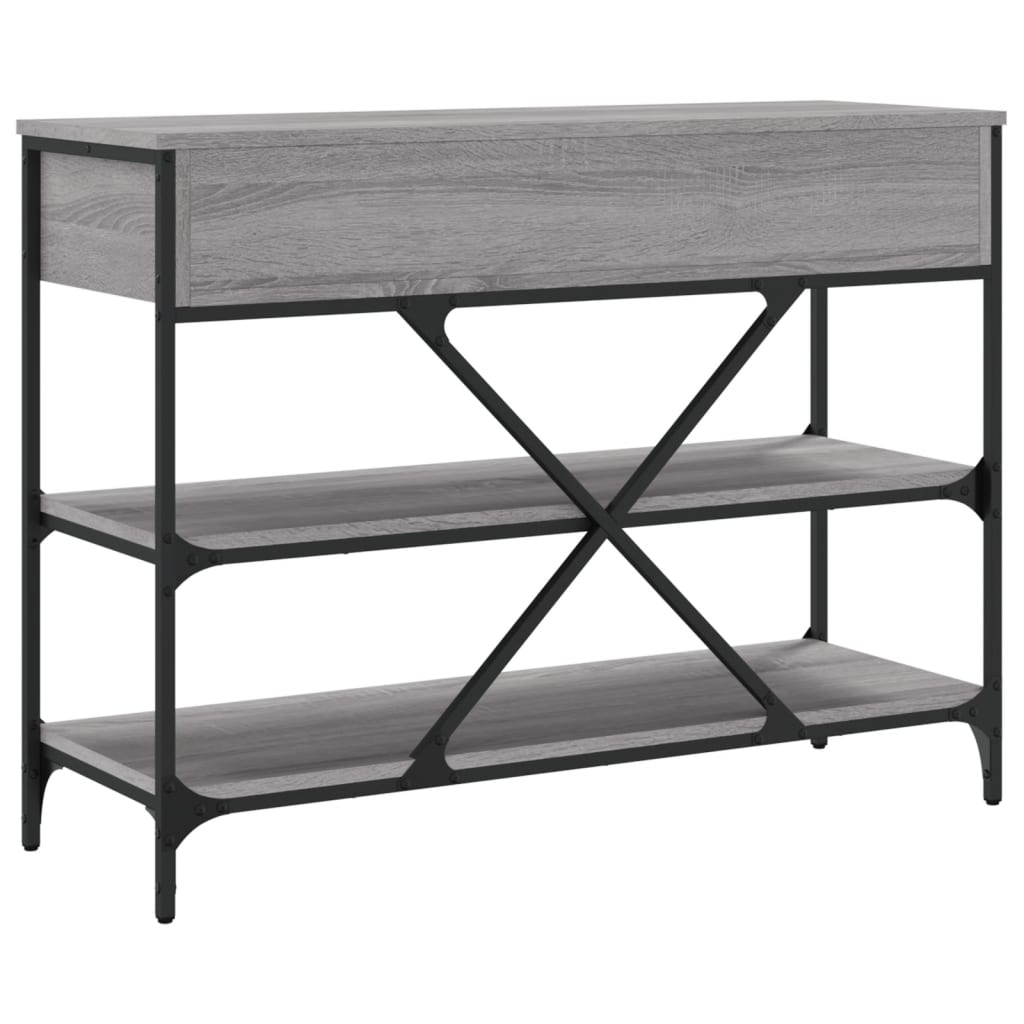 Table console avec tiroirs et étagères gris bois d'ingénierie - XIOS
